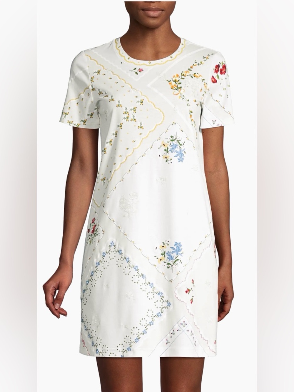 Tory Burch White Floral Patchwork-Print  Mini Dress - Picture 3 of 14